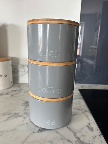 Tea coffee sugar canisters - sugar,